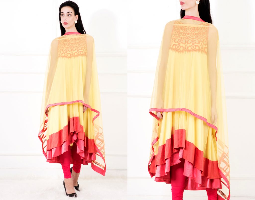 Yellow Anarkali Set by Satya Paul 