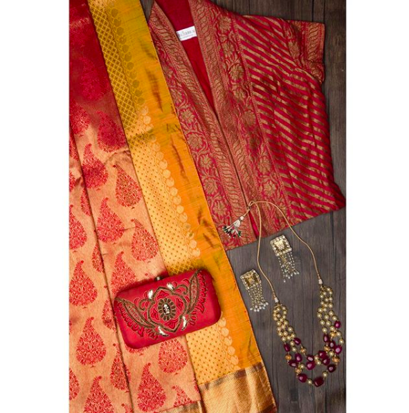 Regional Exotica Red Kanjeevaram Saree available for rent on DateTheRamp.com