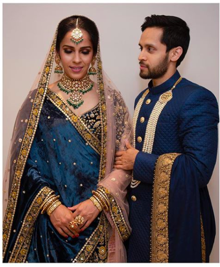 Saina Nehwal wedding blue saree blog on DateTheRamp