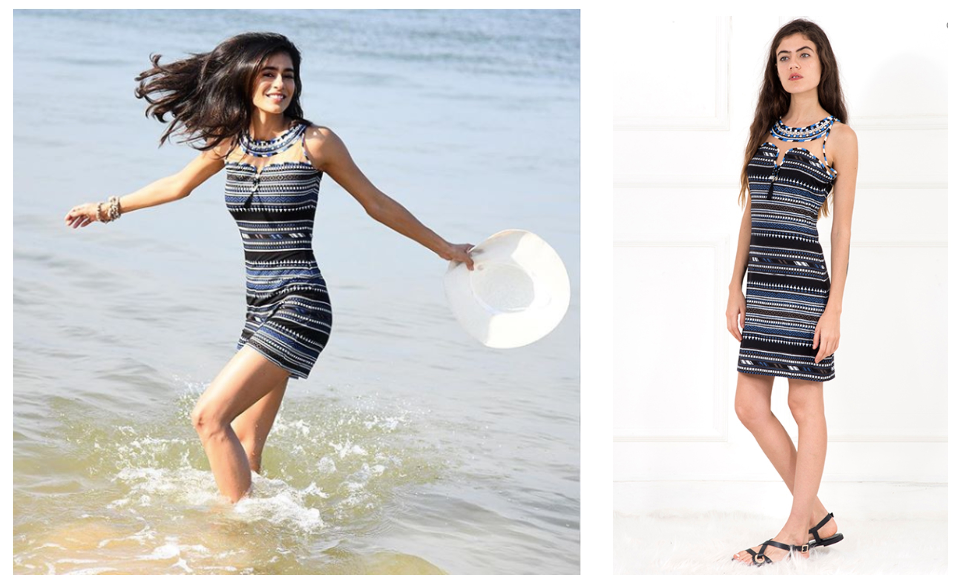 Diva Dhawan playing at the beach wearing Malini Ramani dress on rent at DateTheRamp