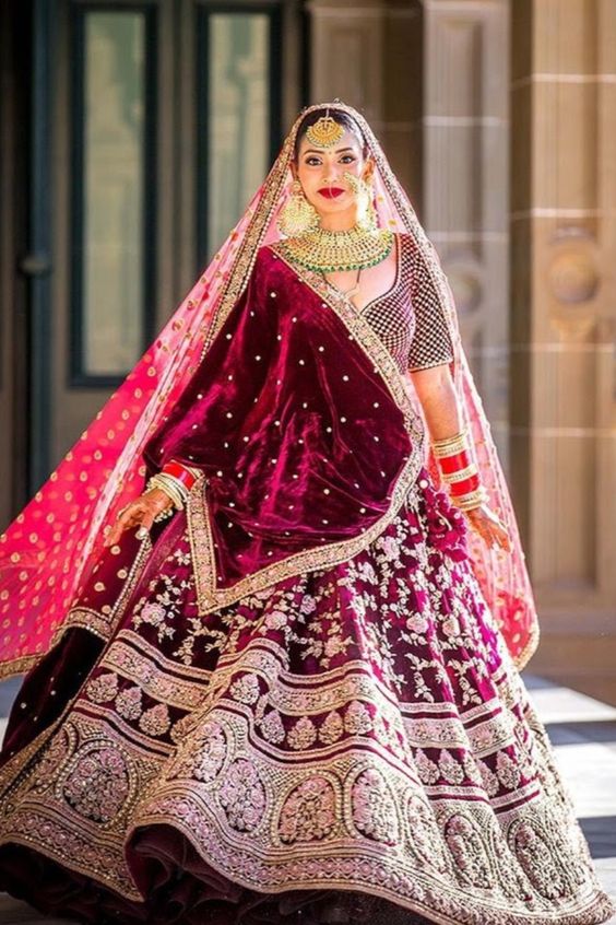 Bridal lehenga hotsell with shawl