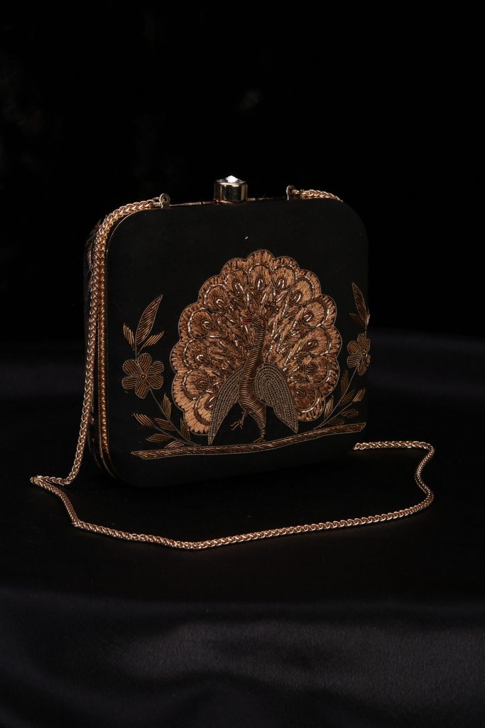 3. PEACOCK EMBROIDERED BOX CLUTCH