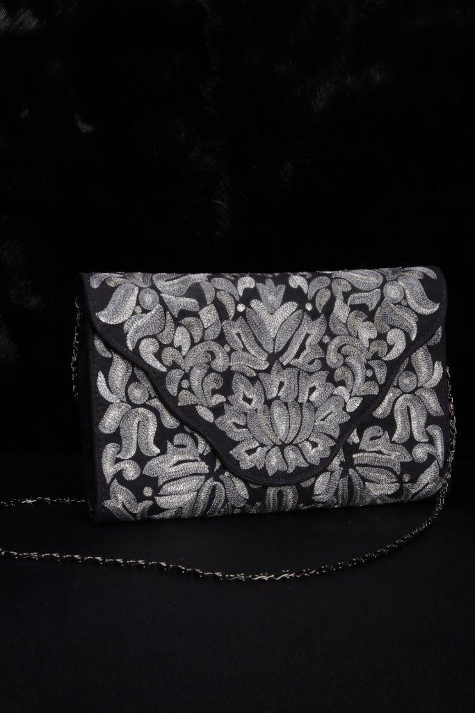 8. DARK GRAY EMBROIDERED CLUTCH