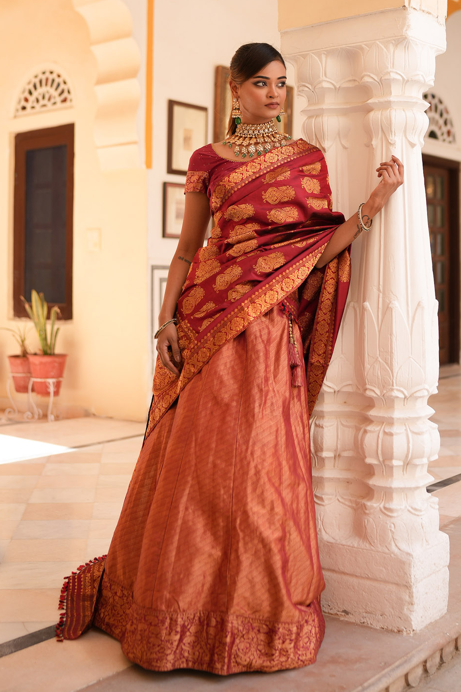  red kanjeevaram lehenga 