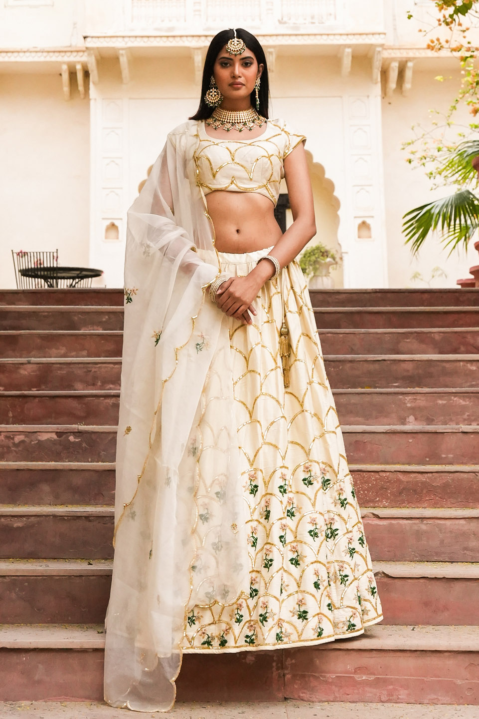 Ivory and Gold Lehenga