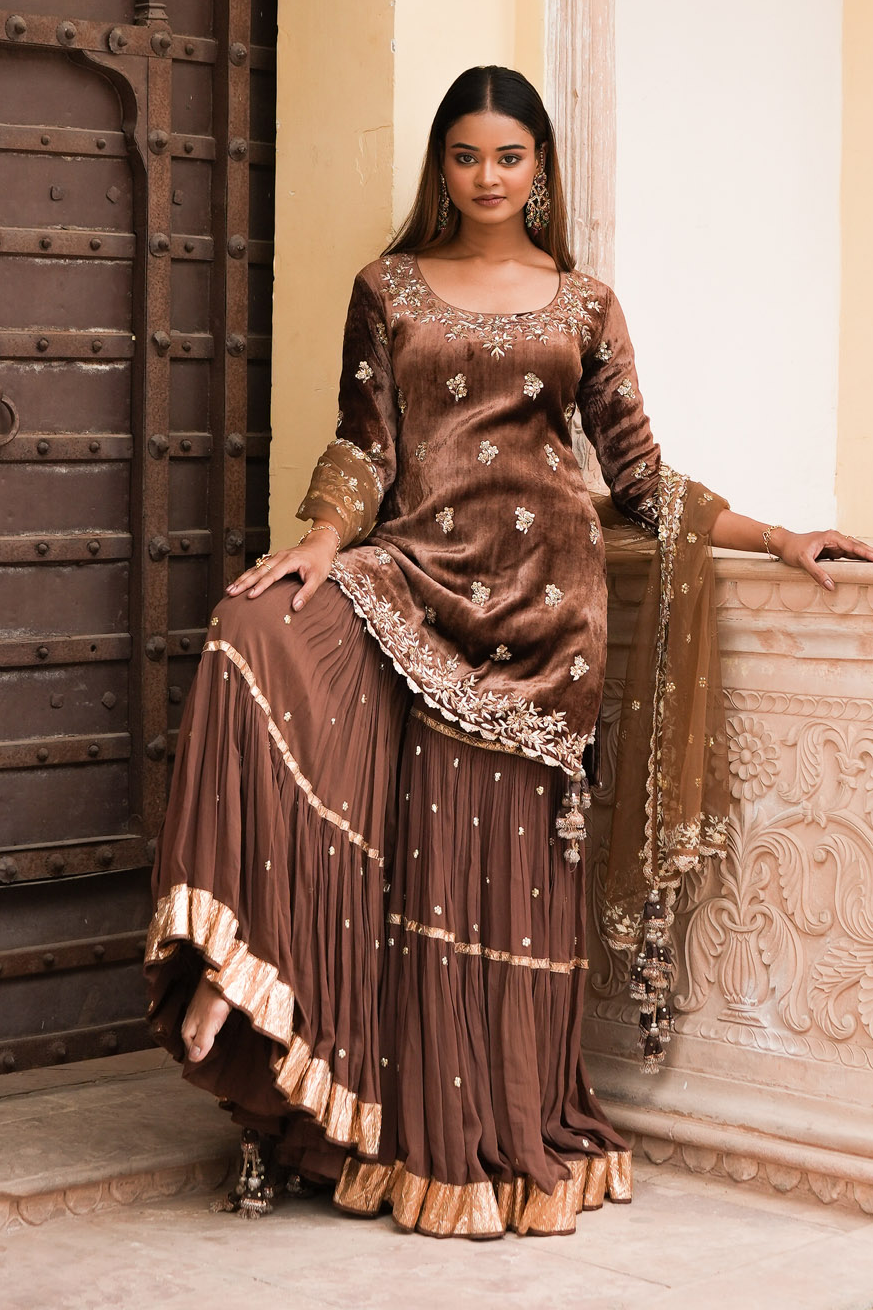 showcasing Vikram Phadnis
Brown Embellished Sharara 